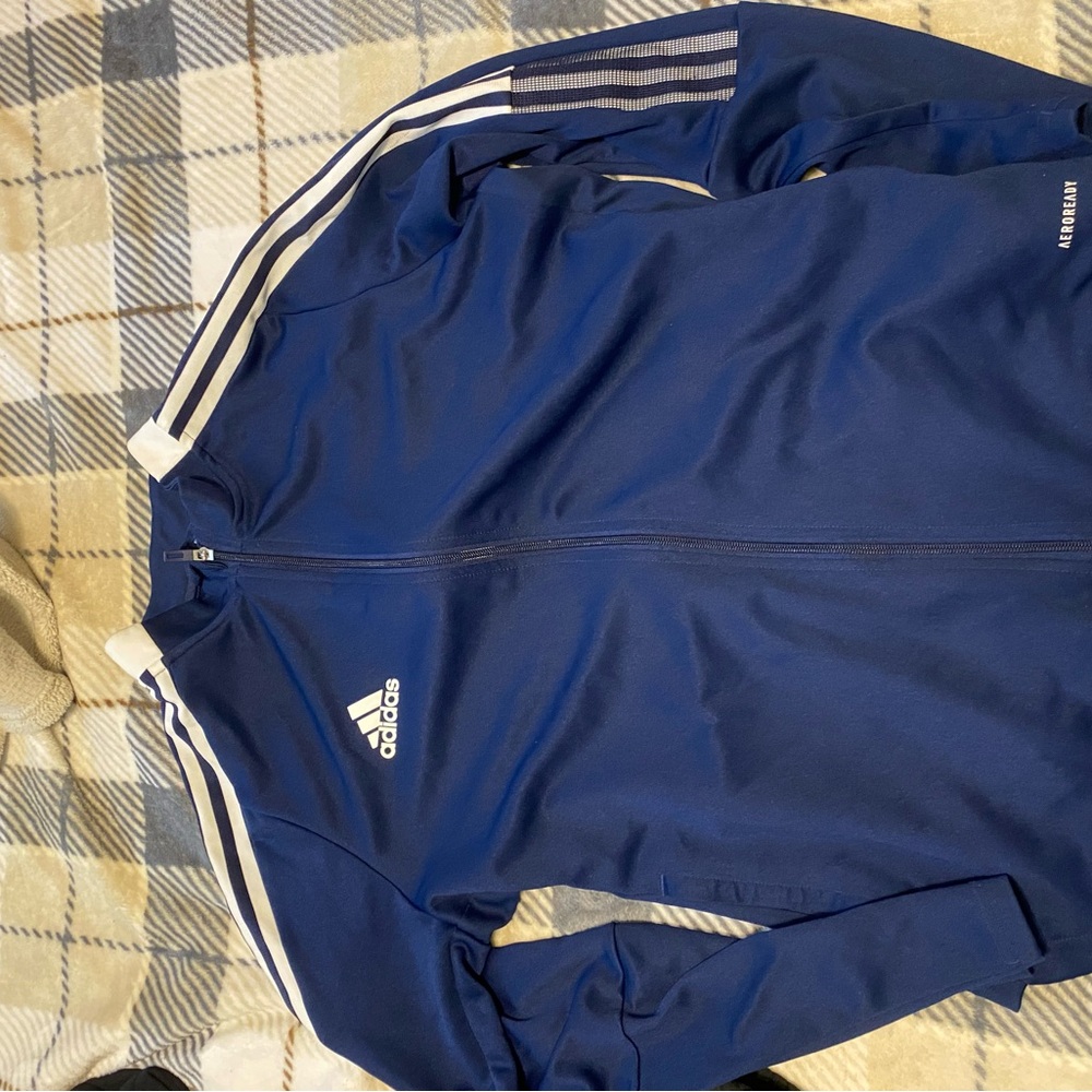 Adidas Blue Track Jacket with White Stripes
